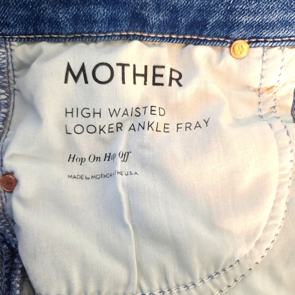 MOTHER High Waisted Looker Ankle Fray In Hop On Hop Off Size 27 - Picture 7 of 13